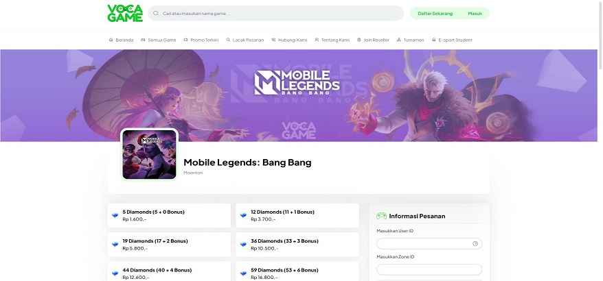 VocaGame: Rekomendasi Tempat Top Up GameMobile Legends Paling Murah Saat Ini